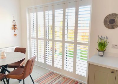 Shutter blinds for patio doors. Supplied and fitted in Newcastle upon Tyne and across the North East by Signature Window Shutters.
