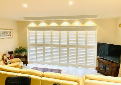 Shutter blinds for patio doors. Supplied and fitted in Newcastle upon Tyne and across the North East by Signature Window Shutters.