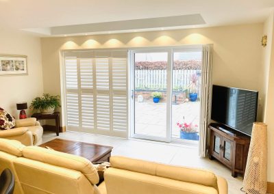 Shutter blinds for patio doors. Supplied and fitted in Newcastle upon Tyne and across the North East by Signature Window Shutters.