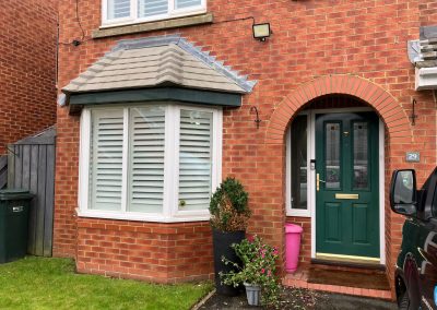 Full height plantation shutters for bay windows. Supplied and fitted in Newcastle upon Tyne and across the North East by Signature Window Shutters.
