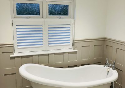 Bathroom window shutters supplied and fitted in Newcastle upon Tyne and across the North East by Signature Window Shutters. Bathroom shutters are waterproof