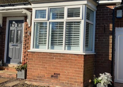 Full height plantation shutters for box bay windows. Supplied and fitted in Newcastle upon Tyne and across the North East by Signature Window Shutters.
