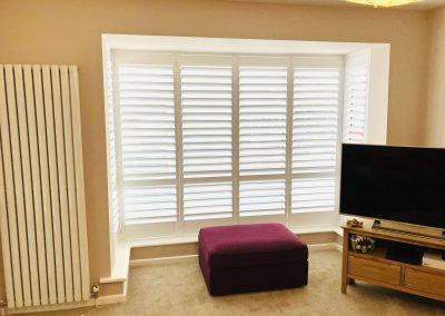 Plantation shutters for bay windows supplied and fitted in Newcastle upon Tyne and across the North East by Signature Window Shutters. Wooden shutter blinds.