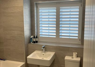 Waterproof bathroom window shutters supplied and fitted in Newcastle upon Tyne and across the North East by Signature Window Shutters