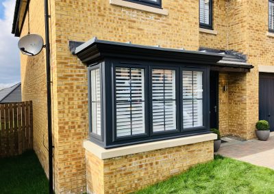 Box bay window plantation shutters supplied and fitted in Newcastle upon Tyne and across the North East by Signature Window Shutters