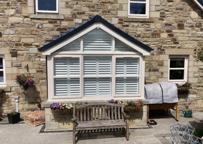 Shaped, triangular Window shutters supplied and fitted in Newcastle upon Tyne and across the North East by Signature Window Shutters