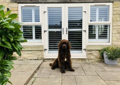 Plantation shutters for doorways, supplied and fitted by Signature Window Shutters across Newcastle upon Tyne and North East England