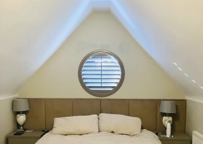 Plantation shutters for round windows. Supplied and fitted by Signature Window Shutters in Newcastle upon Tyne, Gateshead and Northumberland
