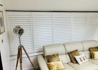 White window shutters for conservatories. Plantation shutters for windows supplied and fitted by Signature Window Shutters Newcastle upon Tyne & Northumberland