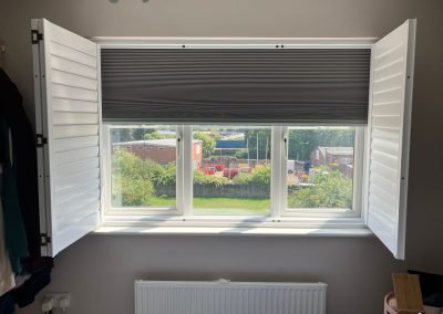 Shutters with blackout blind. Supplied and fitted by Signature Window Shutters Newcastle upon Tyne, Gateshead & Northumberland