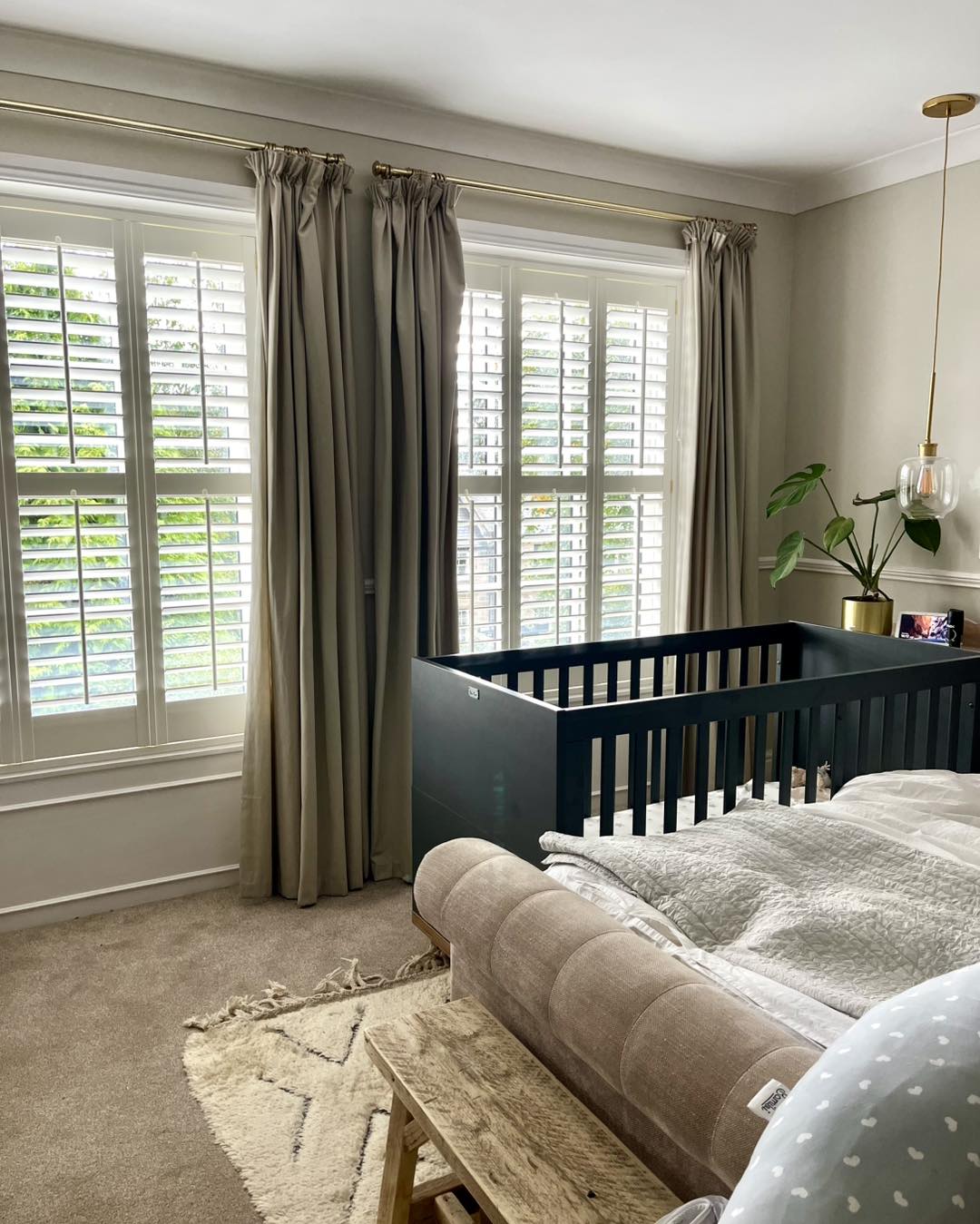Traditional bay window before plantation shutters were installed